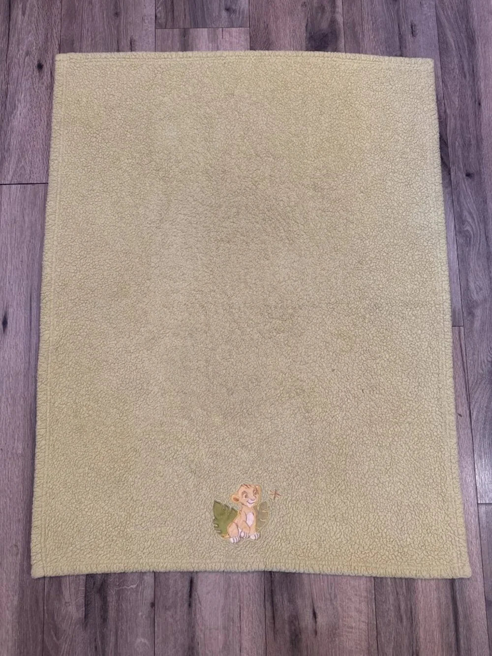 Lion King Baby Blanket Simba Embroidery In Soft Green Sherpa Fabric 30x36 Inches
